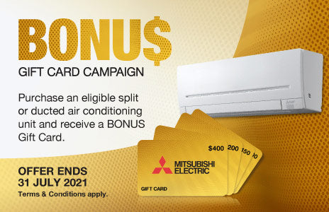 Mitsubishi Electric 2021 Bonus Gift Card Cash Back - Oz Air Online